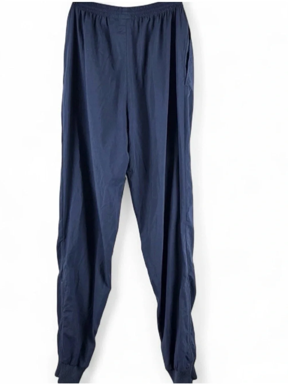 Vintage Nike Navy Jogger Windbreaker Zip Nylon Swishy Track Pants 90s Y2K Medium
